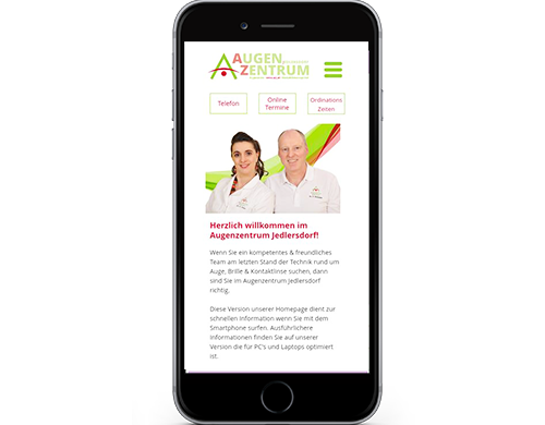 Smartphone Version Homepage Internet Ordination Arzt Praxis Medmentor