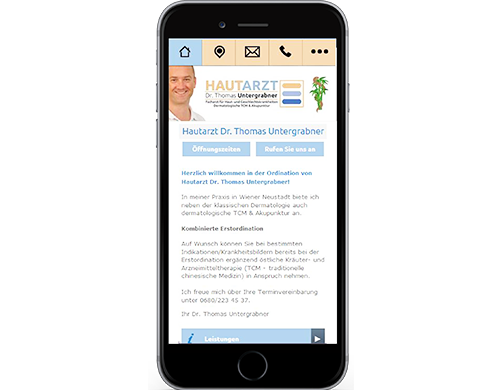 Smartphone Version Homepage Internet Ordination Arzt Praxis Medmentor